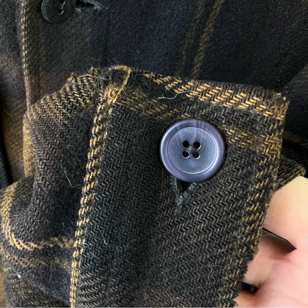Pendleton Vintage Wool 70’s black and brown plaid shirt jacket SIZE LARGE - Picture 6 of 8
